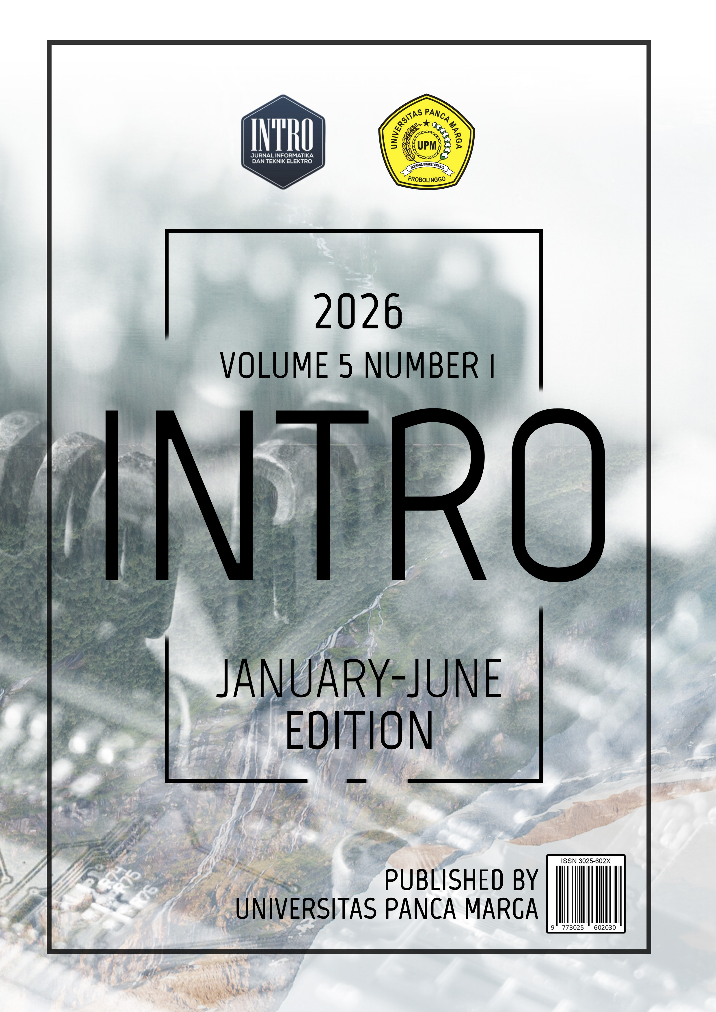 					View Vol. 5 No. 1 (2026): Vol. 5 No. 1 (2026): INTRO: JURNAL INFORMATIKA DAN TEKNIK ELEKTRO (January-June 2026 Edition)
				