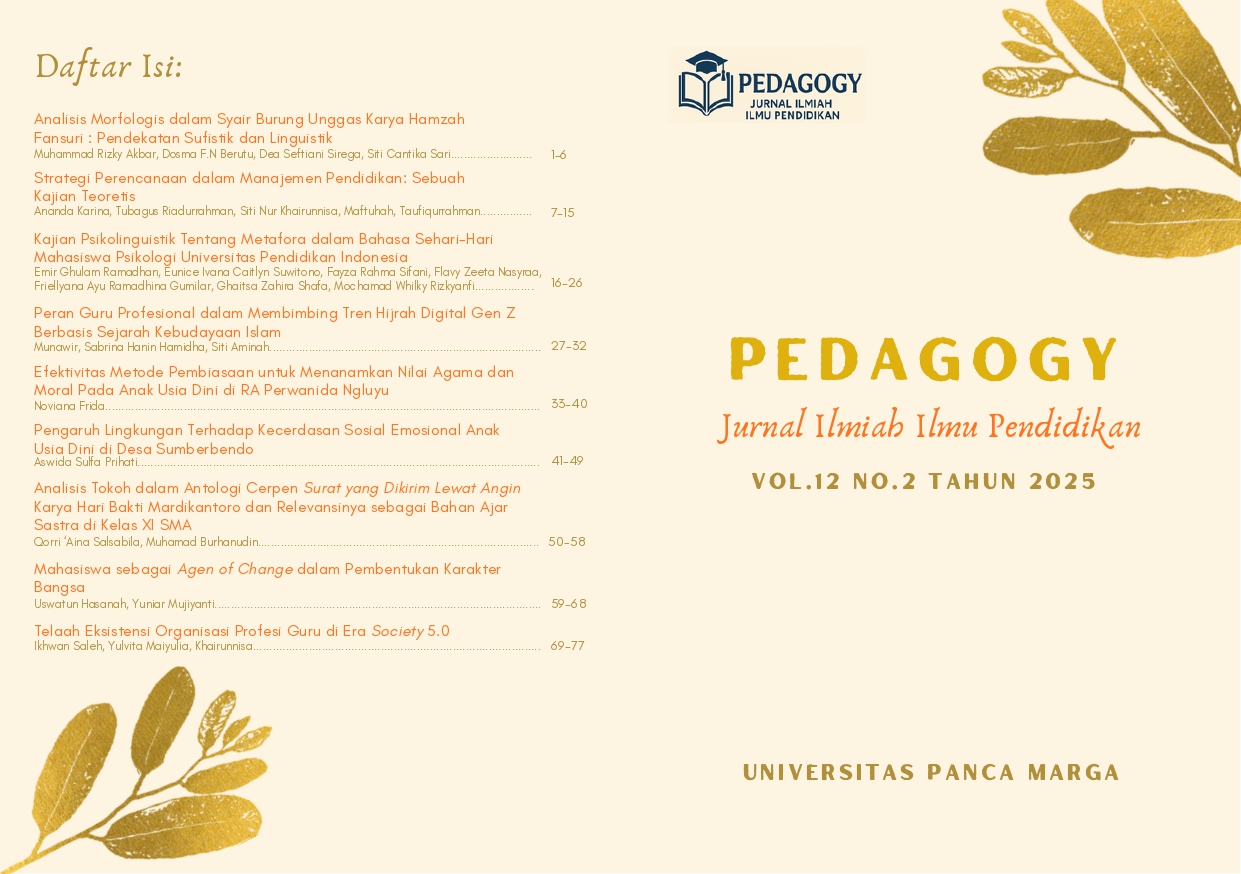 					View Vol. 12 No. 2 (2025): Vol.12 No.2 (2025): Pedagogy: Jurnal Ilmiah Ilmu Pendidikan (Edisi Juli 2025)
				